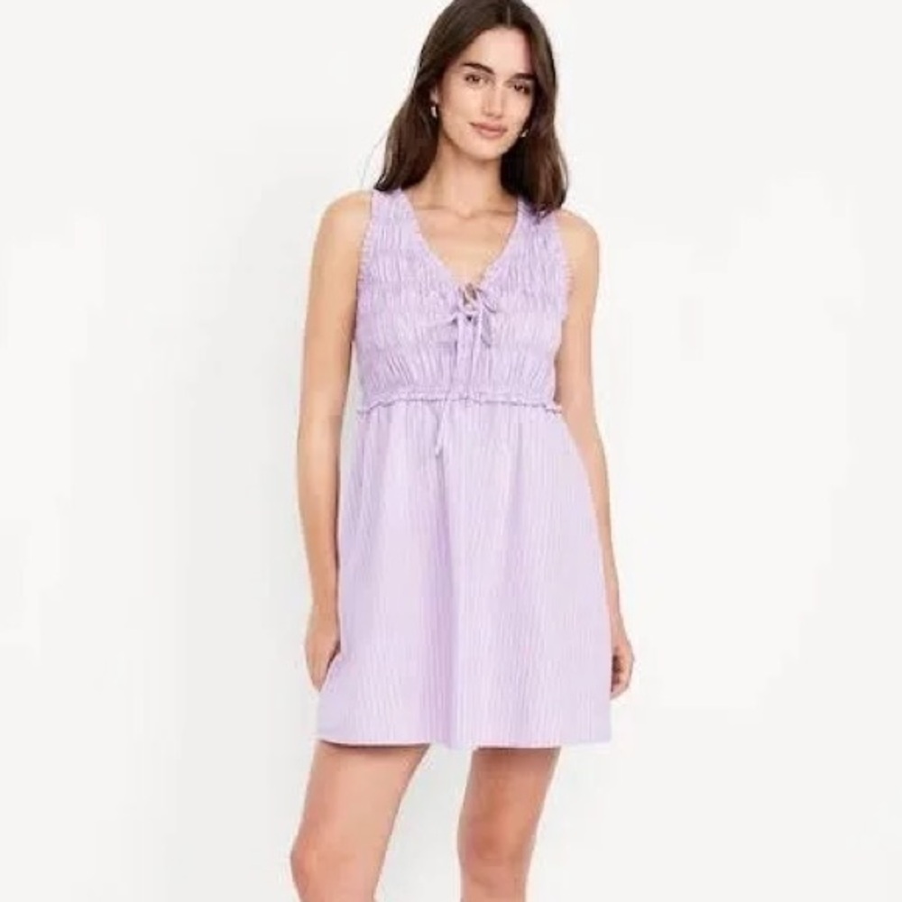 Old Navy Lavender Tie-Front Side Pockets Mini Dress